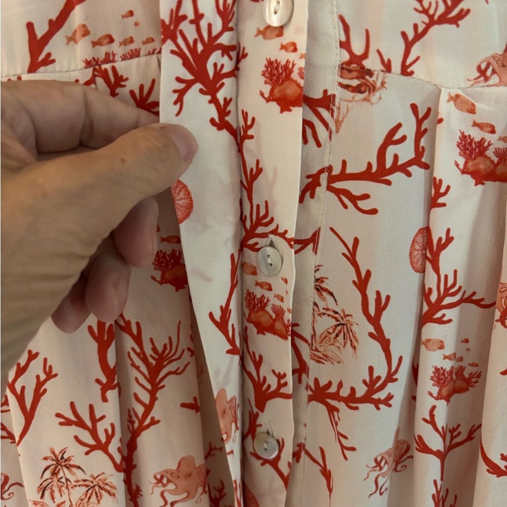 Eloquii 18 Button front  Beach Print Maxi Dress - Picture 6 of 9